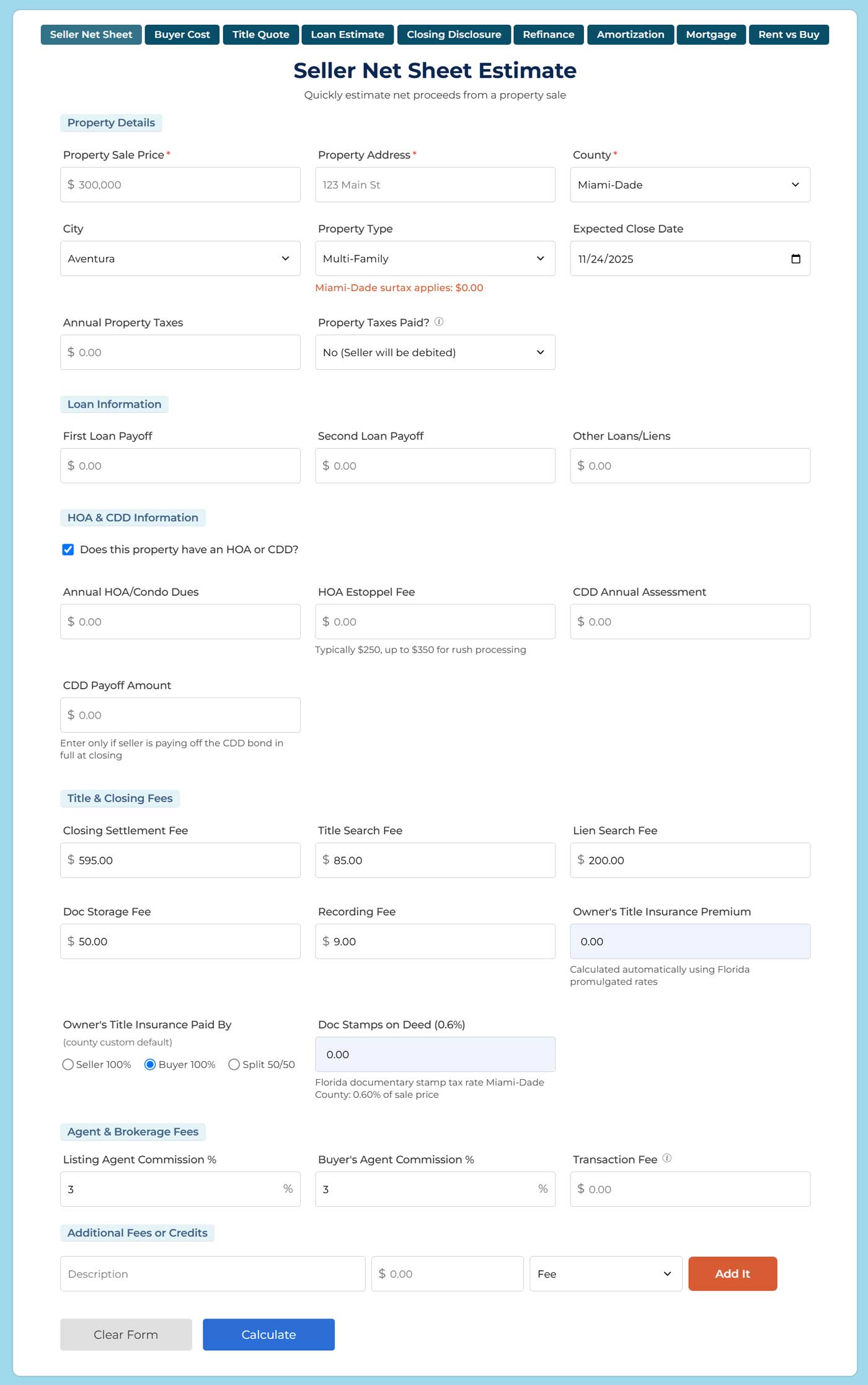 Seller Net Sheet