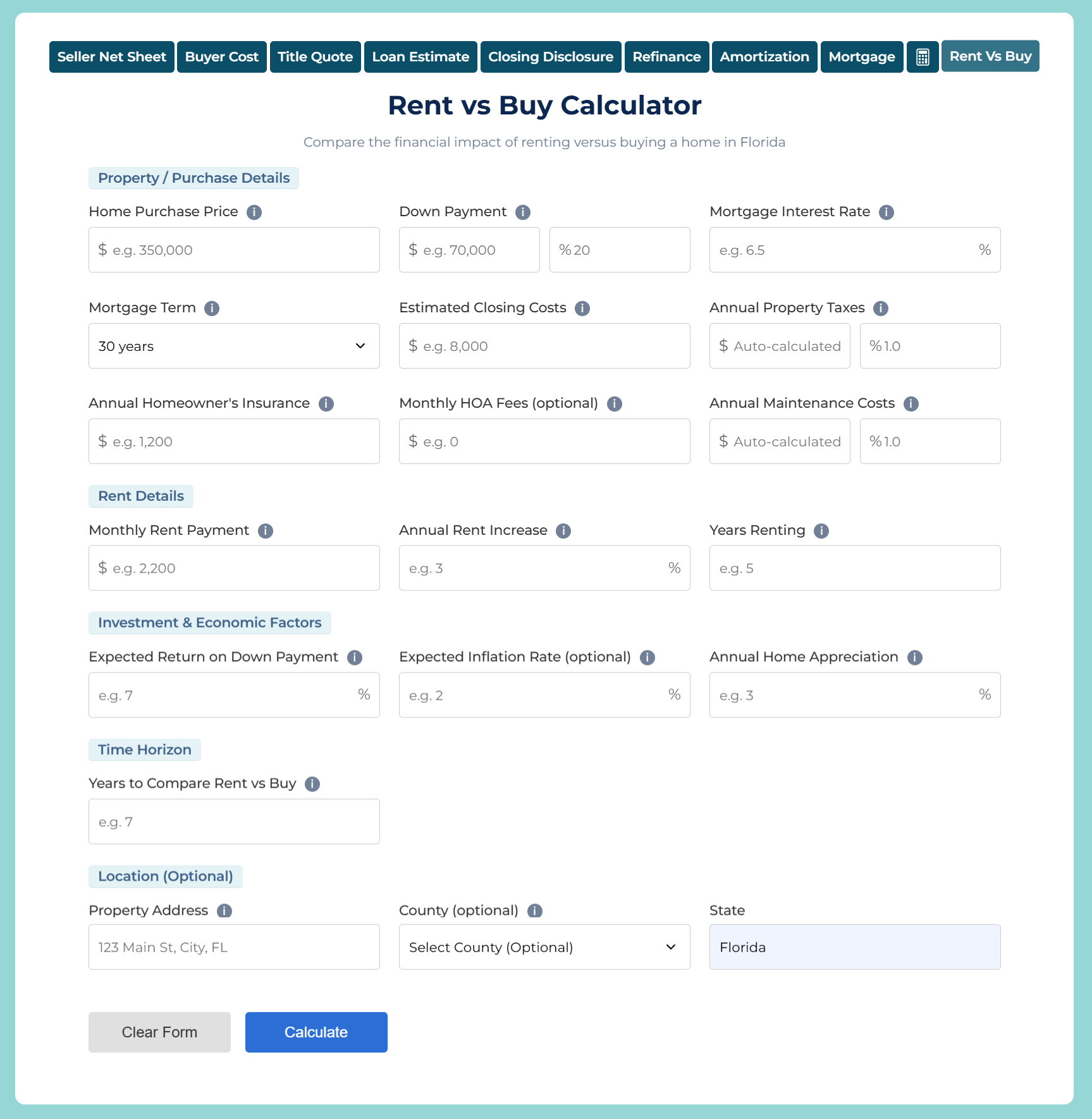 buy vs rent Calculator
